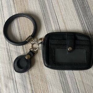 Black Wristlet Keychain and Card Holder